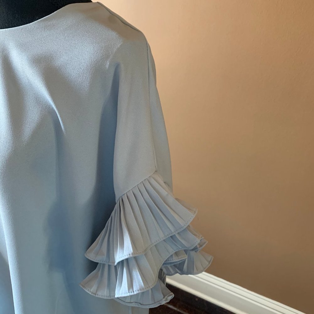 Blue Ruffled Sleeve Top - Picture 3 of 5